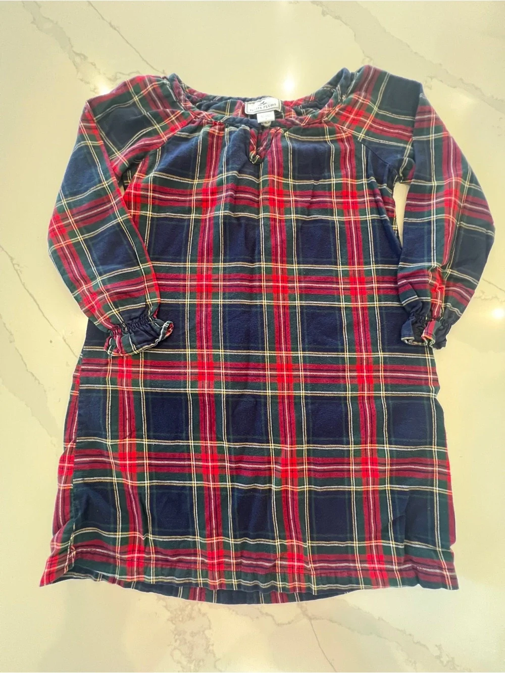 Petite Plume Delphine Nightgown in Windsor Tartan Plaid,‎ Red Blue Size 4